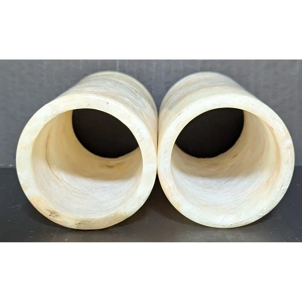 Onyx Stone‎ Cylinders For Lamp Shades/Candle Covers/Faux Flower Vase Set of Two